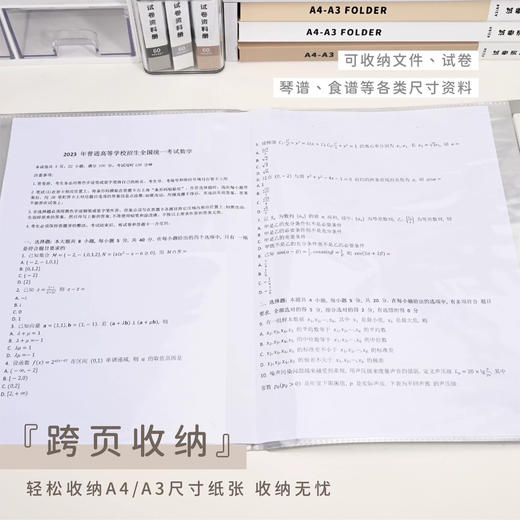 吉言Finerworld淡淡系列资料册A4-A3 40入学生试卷收纳册子（图案颜色随机） 商品图1