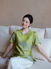 盛唐婧| 桑蚕丝牡丹提花修身国风简约短袖-绿色 商品缩略图2