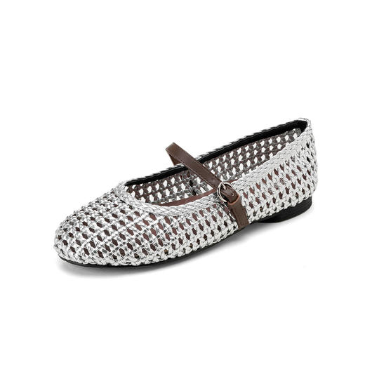 西村名物2025年夏季新款舒适透气平底编制玛丽珍单鞋洞洞鞋T25AH16571 商品图9