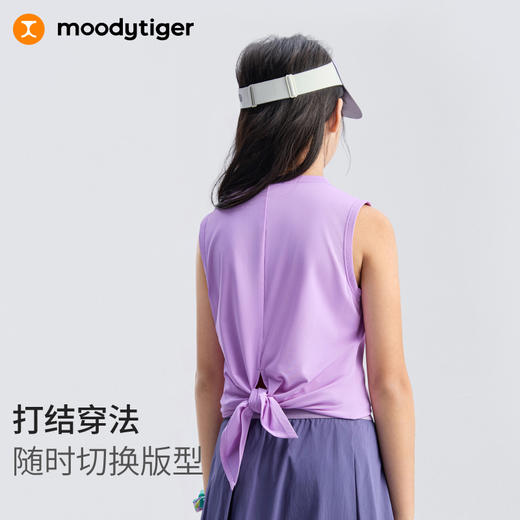 【DR暑假】moodytiger女童T恤25夏新轻量吸湿速干打结两穿无袖背心52211103 商品图3