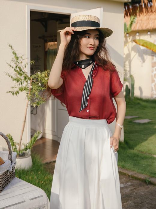 鲜果冰沙衫 天丝苎麻宽松短袖衬衫FCF2SHT081 商品图9