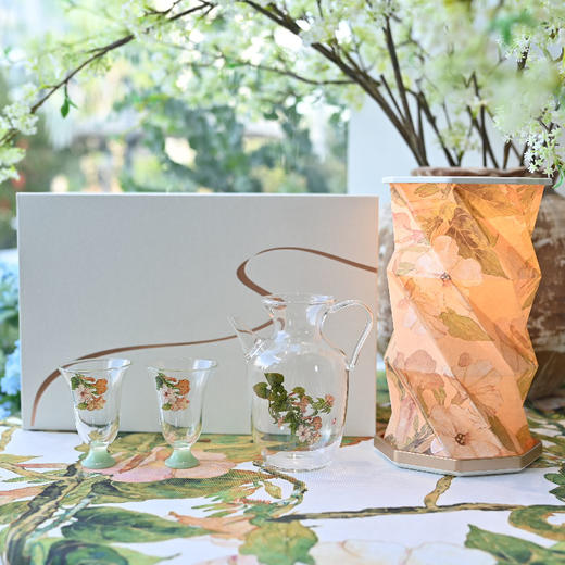 羽诗制造出品 花间野趣小宋壶玻璃对杯旋转花灯文创礼盒 商品图0