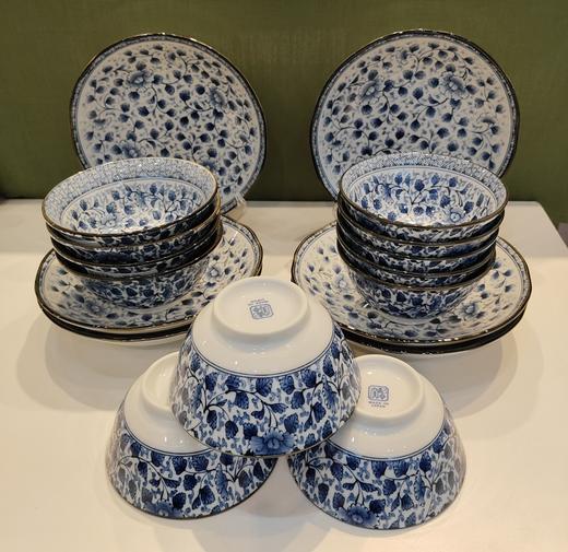 美浓烧蓝染牡丹6盘20.6*4.5cm 4面碗15*7cm 8饭碗13.2*6.8cm蓝染牡丹18件套【不支持补差，非质量问题不退不换】S 商品图2