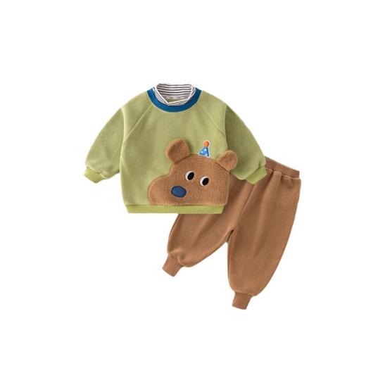 【反季特价 7.18恢复原价】嘟嘟家宝宝加绒套装冬装男童假两件两件套冬季女童卫衣裤子童装潮 商品图4