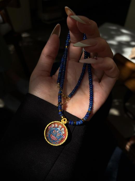 设计款|纯手绘大黑天唐卡吊坠项链 青金石项链六臂大黑天 商品图1