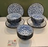 美浓烧蓝染牡丹6盘20.6*4.5cm 4面碗15*7cm 8饭碗13.2*6.8cm蓝染牡丹18件套【不支持补差，非质量问题不退不换】S 商品缩略图1