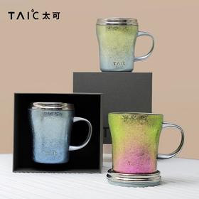 TAIC太可纯钛焕彩桌面杯双层高颜值咖啡杯户外马克杯子早餐牛奶杯钛可焕彩桌面杯330ml橙霞粉瀚海蓝