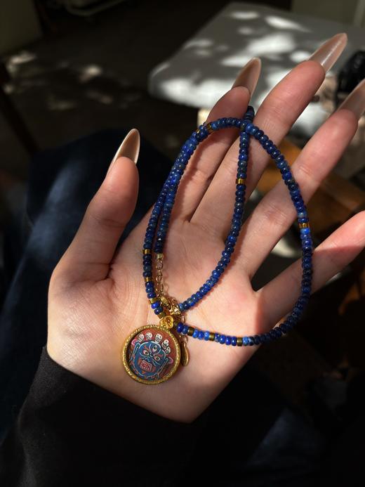 设计款|纯手绘大黑天唐卡吊坠项链 青金石项链六臂大黑天 商品图0