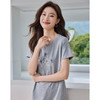 【五折购】熙世界夏装新款重工蝴蝶戏花图中长T恤直筒连衣裙女宽松裙子 商品缩略图2