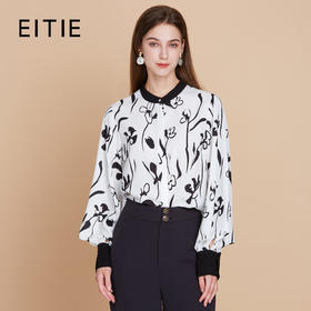 【中式水墨印花衬衫】EITIE爱特爱设计感灯笼袖通勤秋季新款C2509806