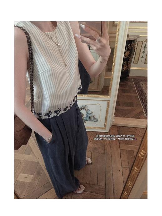 金蘑菇菇 卡纳瓦来 手作蓝染 /棉麻炒色 民族风100棉长裤 商品图2