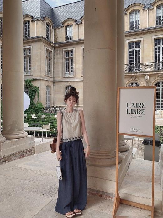 金蘑菇菇 卡纳瓦来 手作蓝染 /棉麻炒色 民族风100棉长裤 商品图0