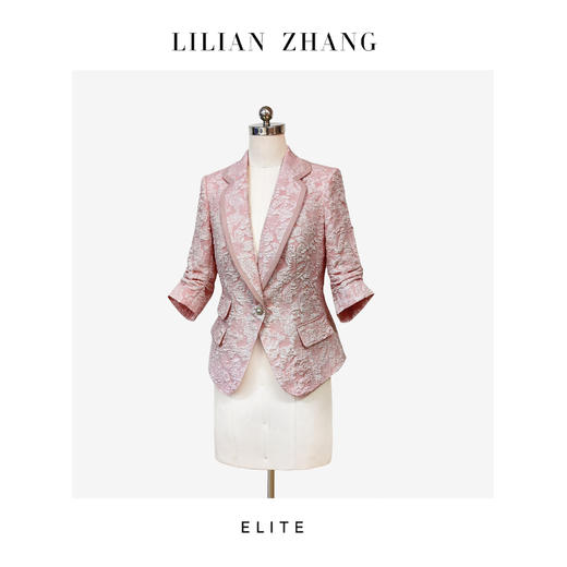 E“定制”—— 「复古优雅」——都市风尚———  粉韵·褶影西装外套 2505007 商品图0