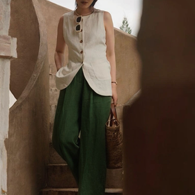 宝石绿汉麻阔腿裤/马甲，高级显贵，大城市的“解压器”【马甲预售5-7天发货，亚麻裤预售3-7天，不含周末】