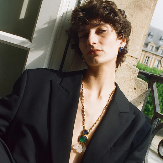 北京仓｜Goossens Paris-BO PIN-宝蓝色 方形 耳环［法国设计师］ 商品图3