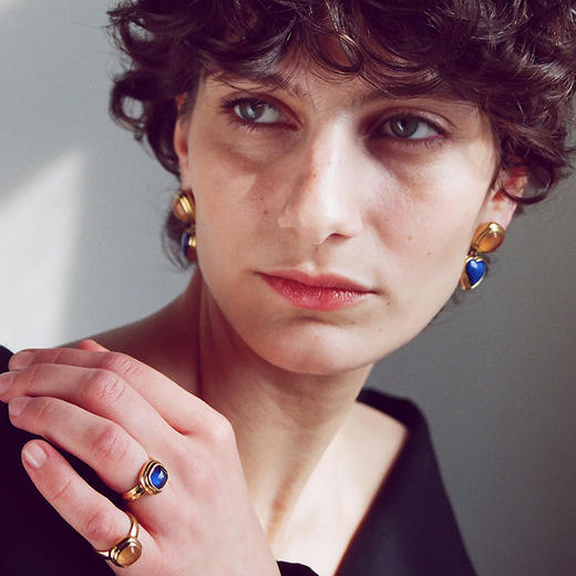 北京仓｜Goossens Paris-RENAISSANCE-宝蓝色 橙色 爱心 耳环［法国设计师］ 商品图1