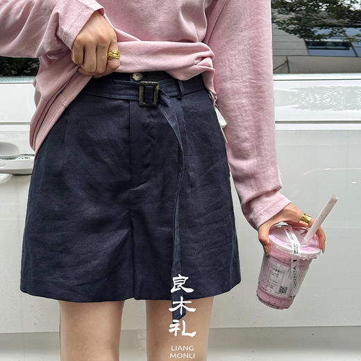 【部分现货】良木礼亚麻短裤（腰带）（043718-1） 商品图5