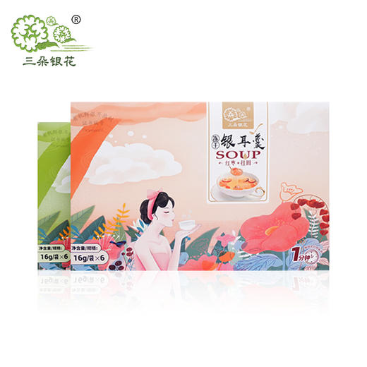 三朵银花 有机鲜银耳熬制冻干银耳羹16g*6包/盒 商品图2