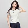 【专属特价】熙世界收腰正肩女T恤2025夏季新款休闲修身显瘦短袖撞色圆领上衣 商品缩略图4