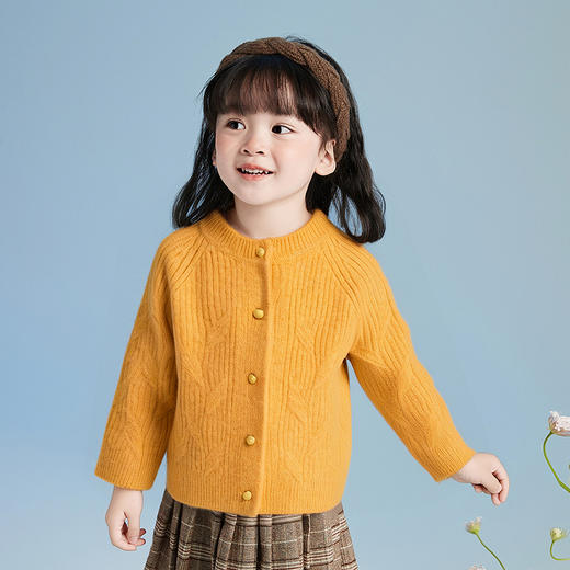 笛莎Deesha 童装女童外套2025秋新款女童舒适领口毛织开衫 商品图1