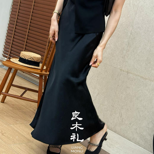 【预售7天】良木礼醋酸开叉半裙（07519） 商品图1