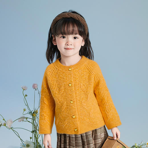笛莎Deesha 童装女童外套2025秋新款女童舒适领口毛织开衫 商品图0