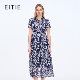 EITIE爱特爱气质植物印花优雅修身显瘦连衣裙秋新款8307003