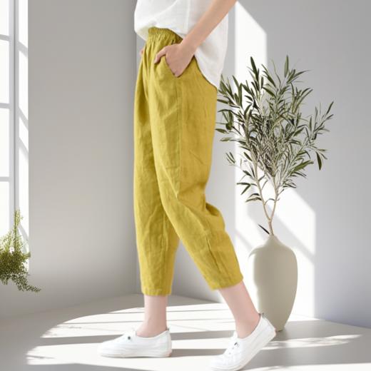 现货 臣禾	【纳凉萝卜裤】  百搭休闲松紧腰七分棉麻哈伦裤	JZ252060575 商品图5