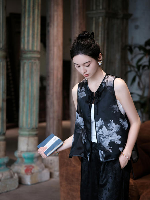 瑕疵|盛唐牡丹| 荷韵欧根缎马甲[特价品](特殊商品不退不换) 商品图3