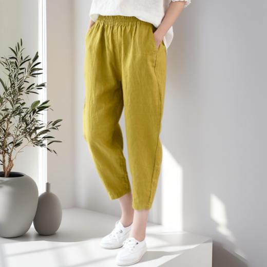 现货 臣禾	【纳凉萝卜裤】  百搭休闲松紧腰七分棉麻哈伦裤	JZ252060575 商品图4