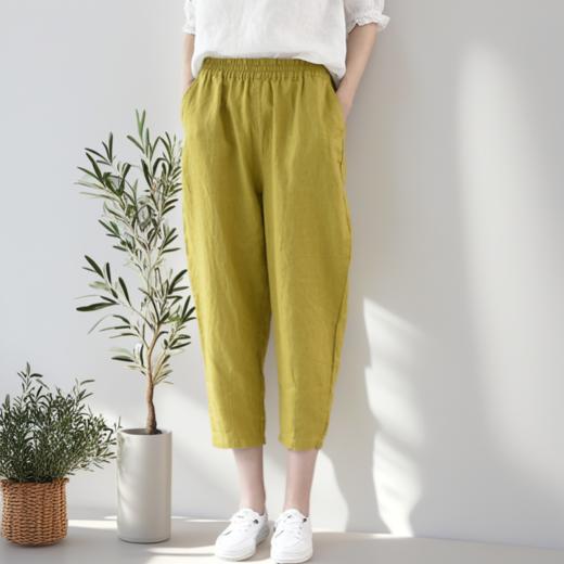 现货 臣禾	【纳凉萝卜裤】  百搭休闲松紧腰七分棉麻哈伦裤	JZ252060575 商品图6