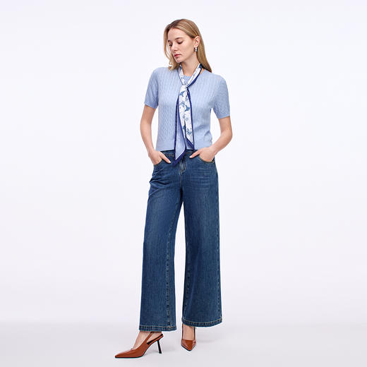 EITIE爱特爱气质通勤简约圆领修身显瘦针织衫秋新款8301001 商品图2