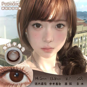 Papadox 焦糖牛角包 日抛 十片 14.5mm 参考着色 13.8mm 基弧 8.7 含水 50% 新锐国货