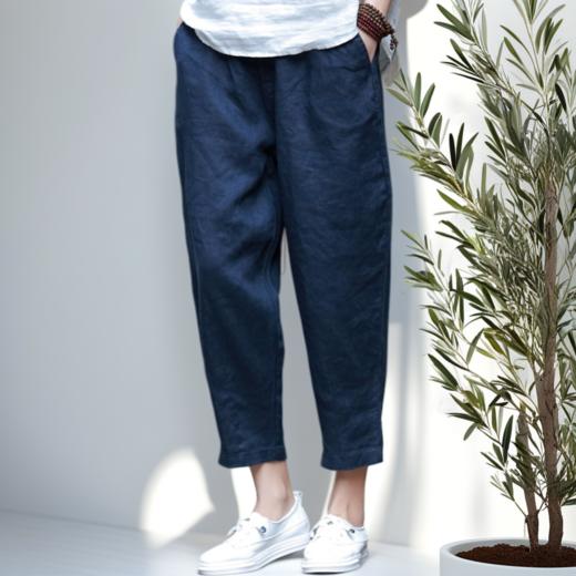 现货 臣禾	【纳凉萝卜裤】  百搭休闲松紧腰七分棉麻哈伦裤	JZ252060575 商品图7