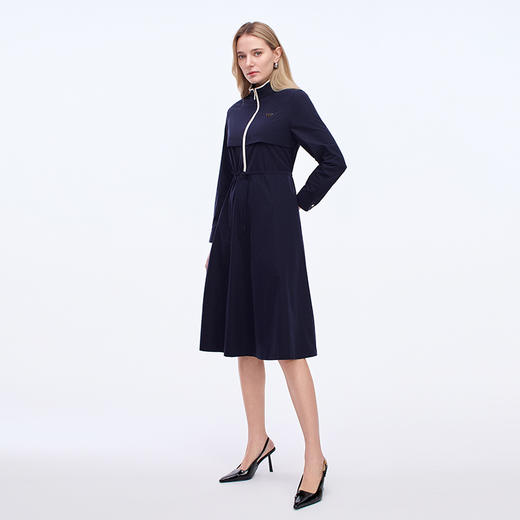 EITIE爱特爱气质立领A版显瘦通勤百搭时尚长袖连衣裙秋季新款8307004 商品图1