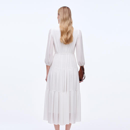 EITIE爱特爱舒适压褶宽松a字系带收腰显瘦连衣裙秋季新款8307001 商品图5
