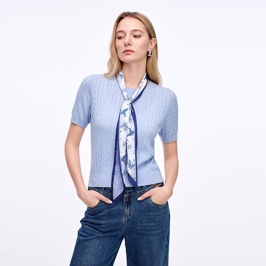 EITIE爱特爱气质通勤简约圆领修身显瘦针织衫秋新款8301001 商品图3