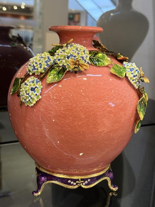 创意珐琅彩轻奢时尚陶瓷花瓶花插新中式客厅餐厅玄关电视柜摆件佛罗端斯花开同心花瓶 商品图4