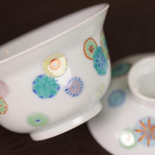 【忘言】斗彩皮球花折沿茶碗 盖碗 曰何文人器 商品图2