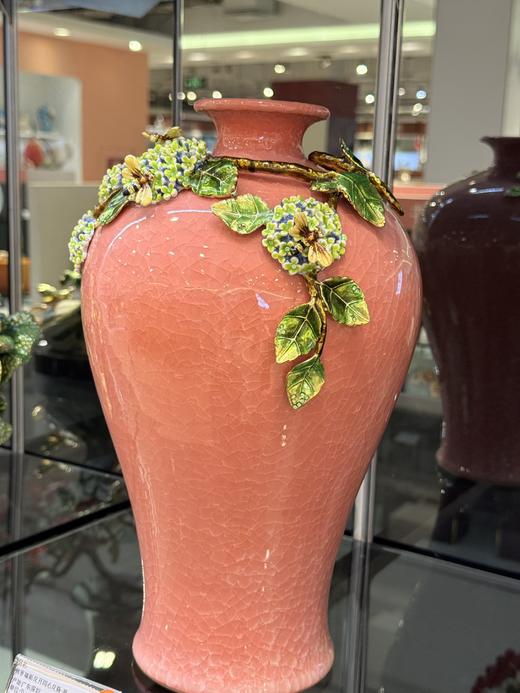 创意珐琅彩轻奢时尚陶瓷花瓶花插新中式客厅餐厅玄关电视柜摆件佛罗端斯花开同心花瓶 商品图0