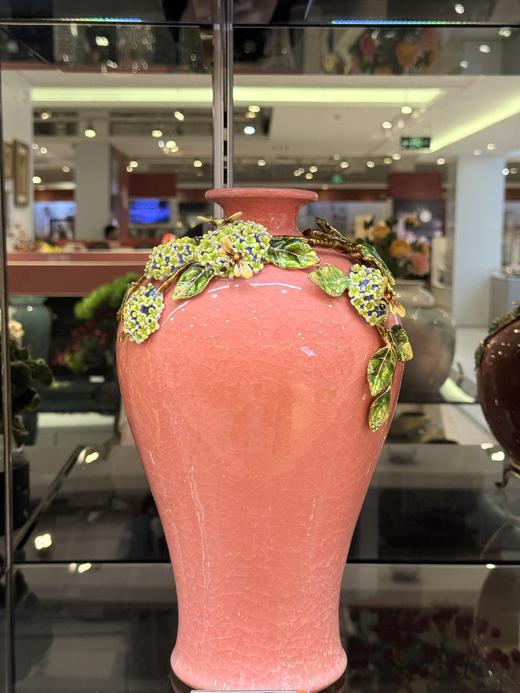 创意珐琅彩轻奢时尚陶瓷花瓶花插新中式客厅餐厅玄关电视柜摆件佛罗端斯花开同心花瓶 商品图7