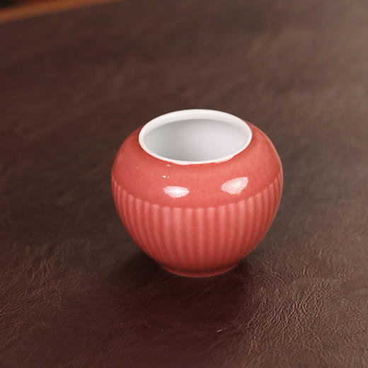 【忘言】豇豆红雕刻菊瓣小建水 曰何文人器 商品图1