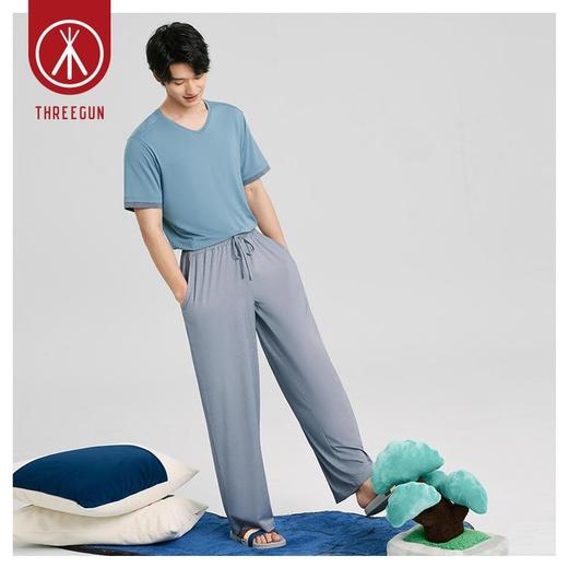 Threegun三枪 轻风木代尔男家居长裤-61189B111 商品图1