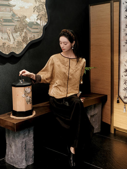 瑕疵|盛唐牡丹 |风清影竹重缎香云纱双面穿外套[特价品](特殊商品不退不换) 商品图2