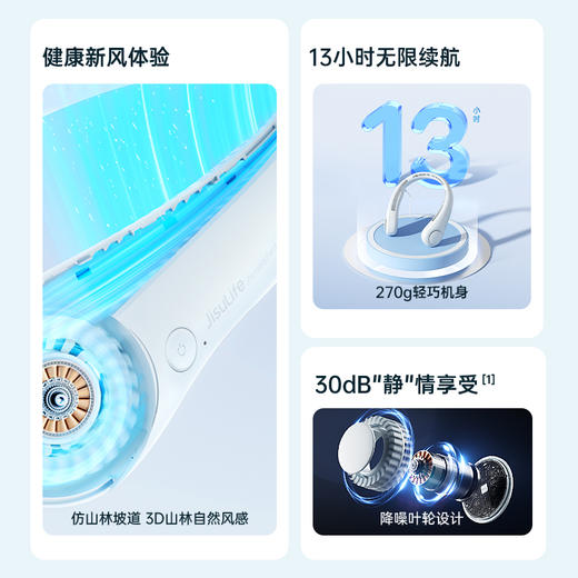 【降温新体验】几素涡轮无叶挂脖风扇Neck Fan Life3（FA14第二代）/Neck Fan Life4 便携式迷你懒人随身学生USB轻音可充电随声小型夏天电扇降温户外制冷 商品图10