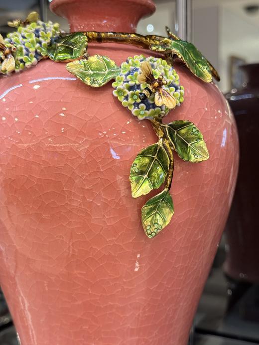 创意珐琅彩轻奢时尚陶瓷花瓶花插新中式客厅餐厅玄关电视柜摆件佛罗端斯花开同心花瓶 商品图9