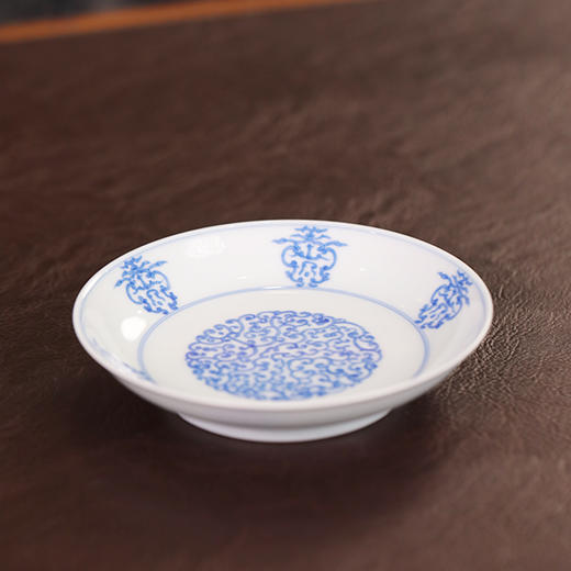 【忘言】天蓝釉青花寿字小壶承 曰何茶器 商品图2