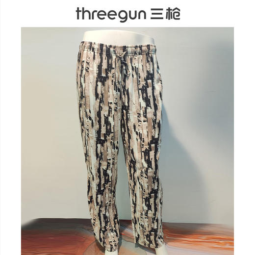 Threegun三枪 垂棉印花女阔腿长裤-61384B011 商品图1