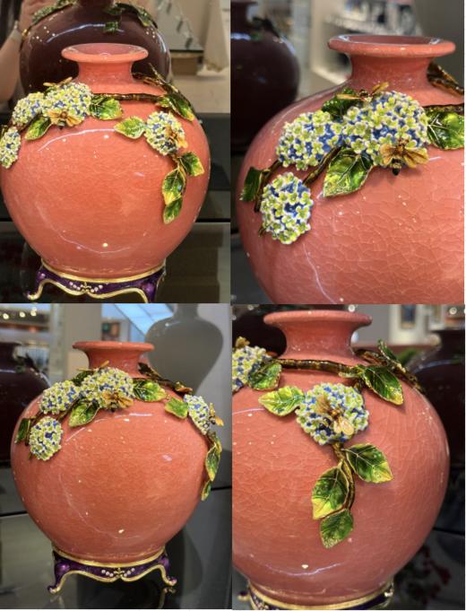 创意珐琅彩轻奢时尚陶瓷花瓶花插新中式客厅餐厅玄关电视柜摆件佛罗端斯花开同心花瓶 商品图6