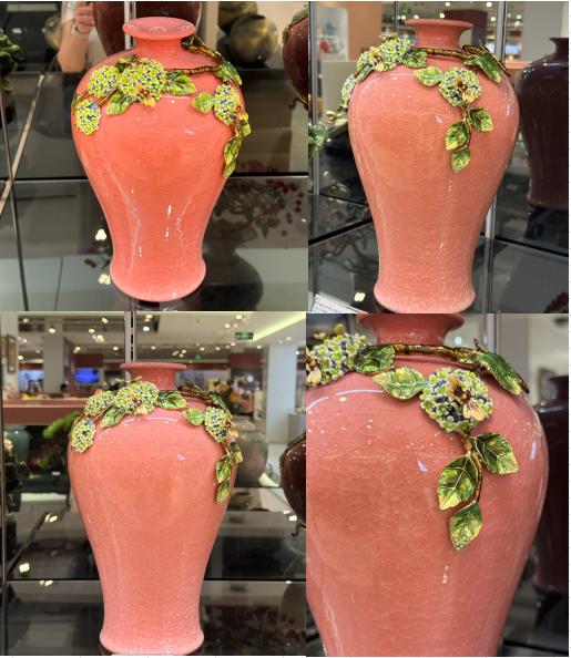 创意珐琅彩轻奢时尚陶瓷花瓶花插新中式客厅餐厅玄关电视柜摆件佛罗端斯花开同心花瓶 商品图8